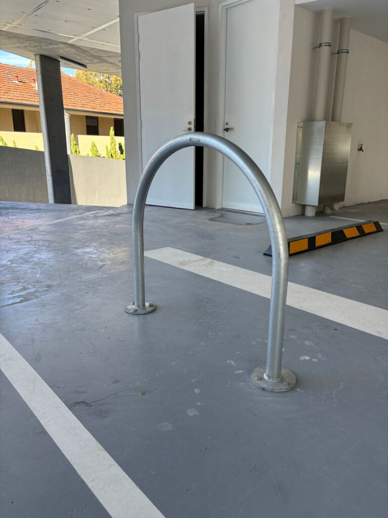 Steel bicycle parking racks installed in Perth public space