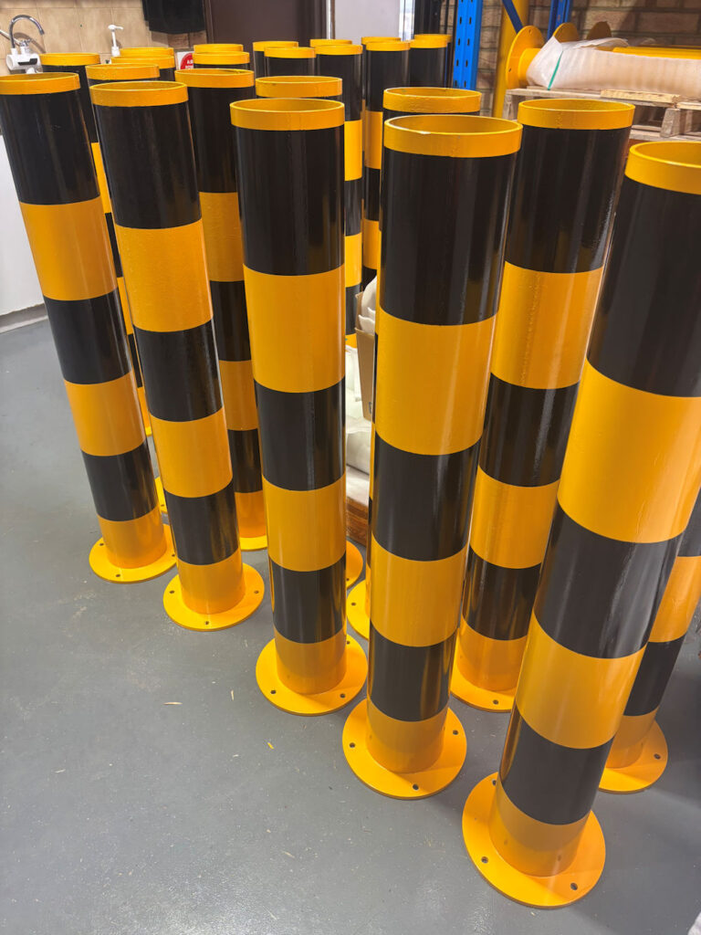 Heavy duty bollards protecting equipment in Perth industrial facility
