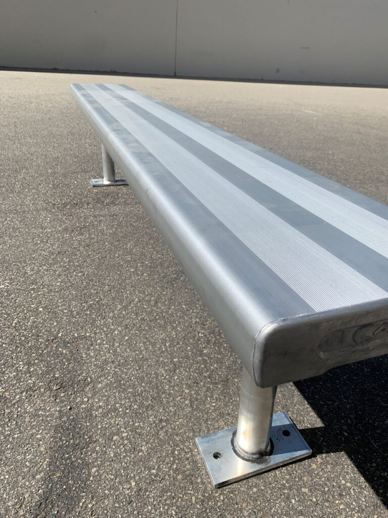 Detail of aluminium bench seat construction in Perth